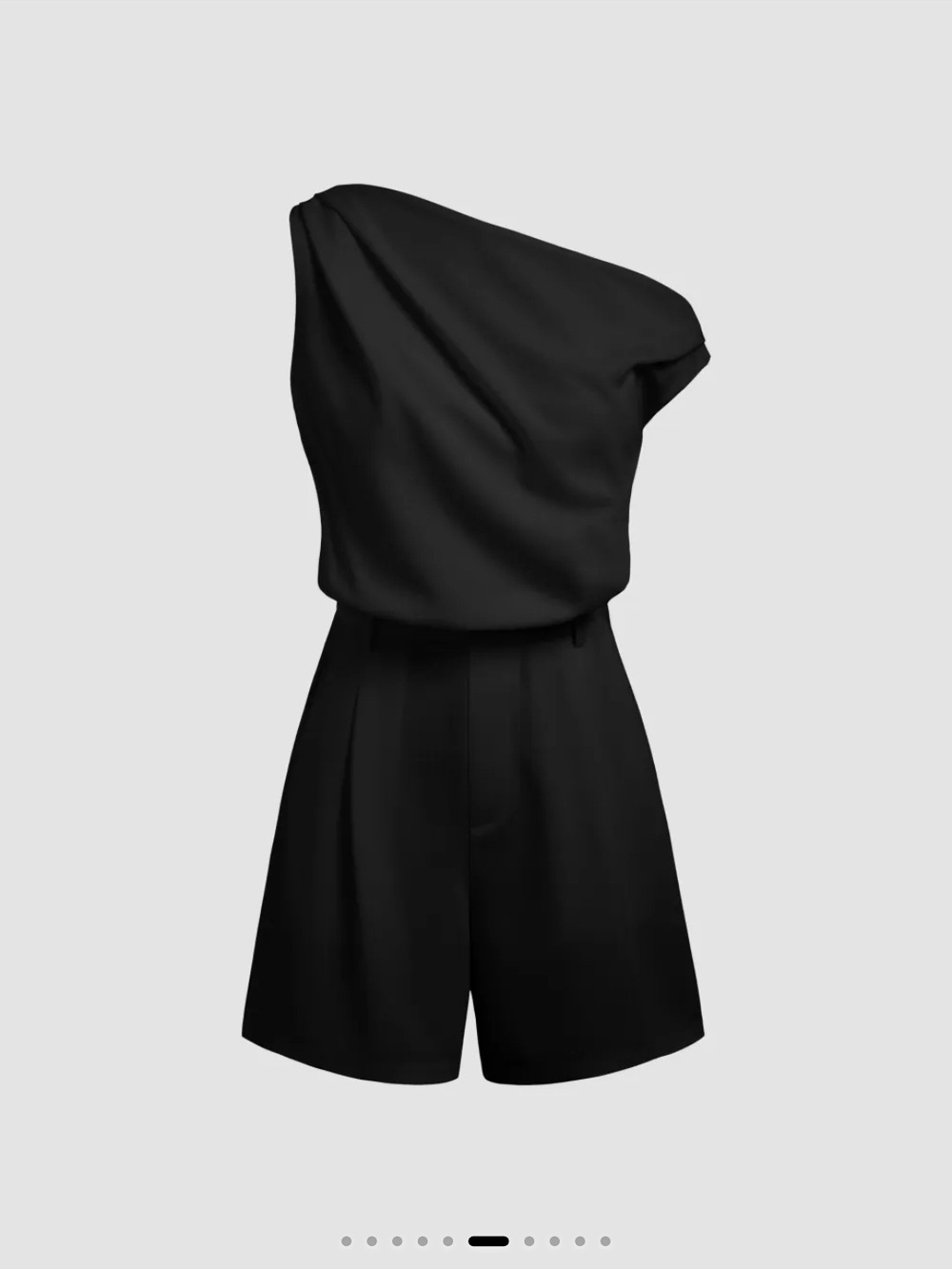 Cider Asymmetric One-Shoulder Black Romper